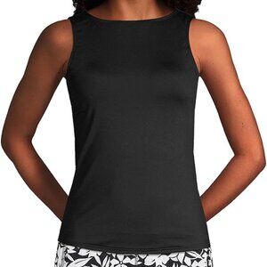 Lands' End Women's Classic Black High Neck Tankini Swim Top 16 D